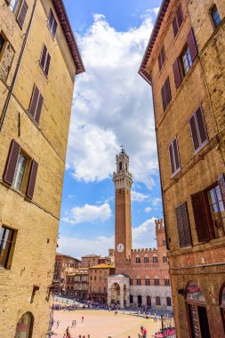 Siena - Piazza del Campo - İtalya 'nın eski tarihi şehri
