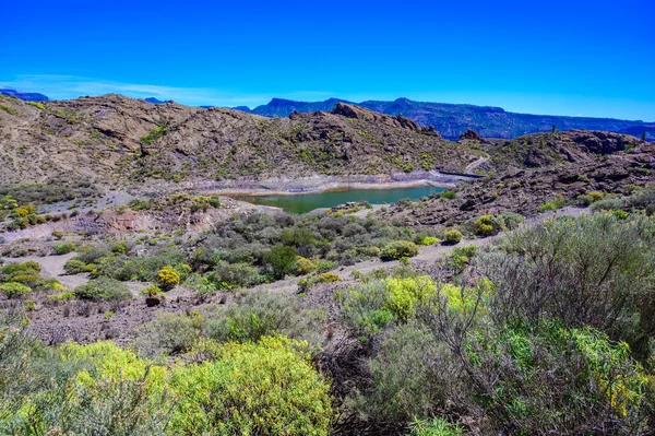 Escursionismo Montagna Paesaggio Dell Isola Gran Canaria Paesaggio Bellissimo Villaggio — Foto Stock