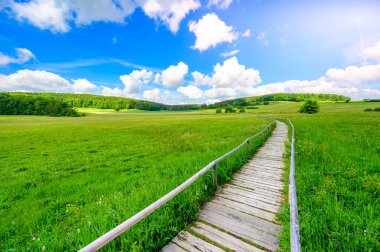 Lenningen 'de Schopflocher Mağribi (Torfgrube), Swabian Alb, Almanya' da güzel manzara. Seyahat Hedefi.