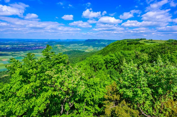 Miradouro Montanha Breitenstein Com Uma Excelente Vista Para Paisagem Suábia — Fotografia de Stock