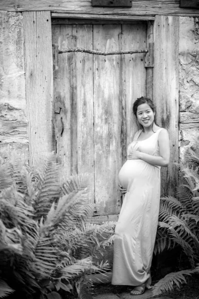 Junge Schwangere Frau Erwartet Ein Kind Glückliche Momente — Stockfoto