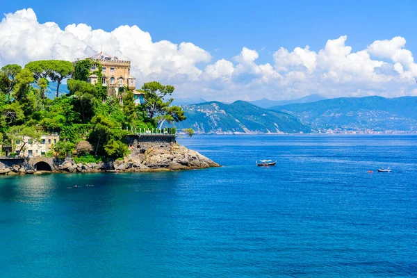 Bucht Von Paraggi Santa Margherita Ligure Mit Paradiesischem Weißen Strand — Stockfoto