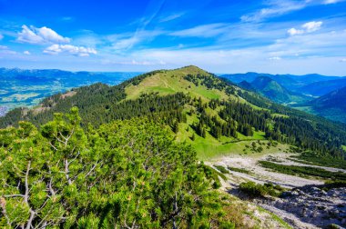 Entschenkopf Dağı 'na yürüyüş, Allgaeu Alplerinin güzel manzarası, Fischen im Allgaeu ve Oberstdorf, Bavyera, Almanya