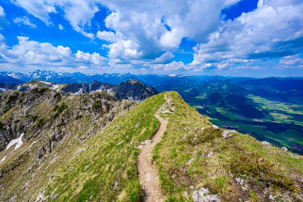 Caminhadas Para Montanha Entschenkopf Bela Paisagem Montanhosa Allgaeu Alps Fischen — Fotografia de Stock