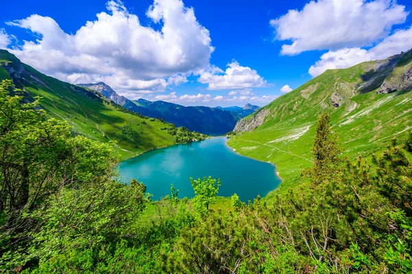 Traualpsee Vid Tannheimer Tal Vackert Bergslandskap Alperna Vid Tannheim Reutte — Stockfoto