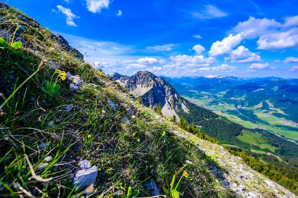 Caminhadas Para Montanha Entschenkopf Bela Paisagem Montanhosa Allgaeu Alps Fischen — Fotografia de Stock