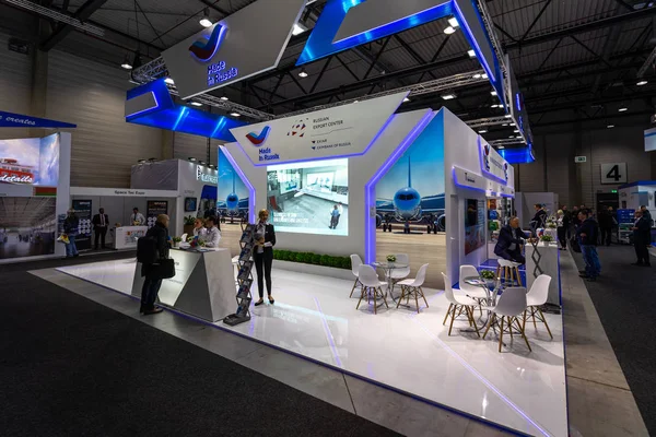 Berlin Abril 2018 Space Pavilion Stand Russian Export Center Exposição — Fotografia de Stock