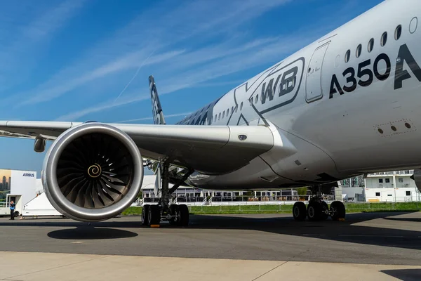 Berlín Dubna 2018 Dvouproudový Motor Airbus A350 900 Xwb Výstava — Stock fotografie