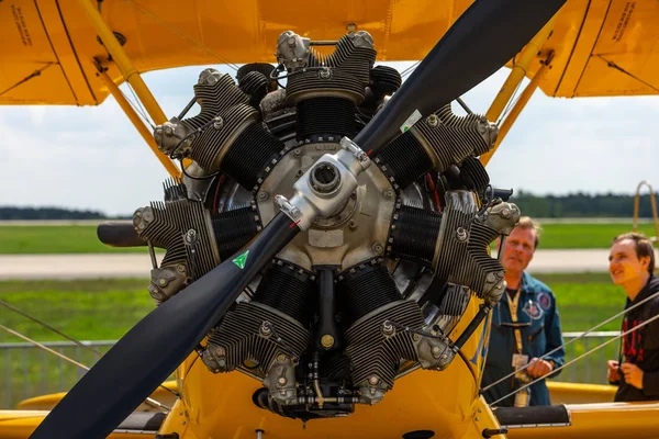 Berlin April 2018 Radial Engine Biplane Trainer Boeing Stearman Model — Stock Photo, Image