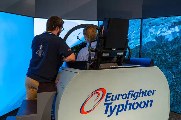 Berlijn April 2018 Cockpit Van Multirole Gevechtsvliegtuig Eurofighter Typhoon Simulator — Stockfoto