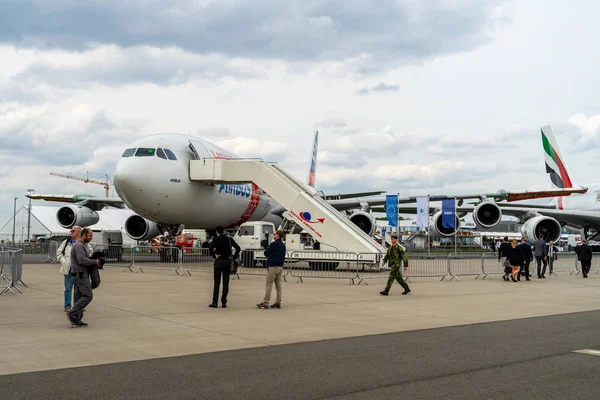 2018年4月27日 航空器项目刀片的原型 Breakthrouh 层流航空器示威者在欧洲 A340 300 Msn1 展览协会柏林航空展2018 — 图库照片