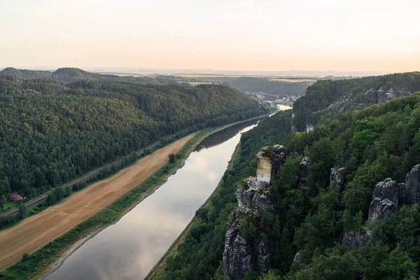 Sakson Sviçre Manzara Elbe Kumtaşı Dağları Alman Parçasıdır Nehir Elbe — Stok fotoğraf