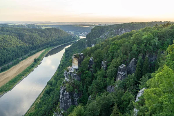 Landscapes Saxon Switzerland German Part Elbe Sandstone Mountains Valley River — Stock Photo, Image