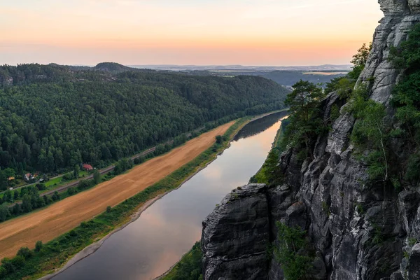 Sakson Sviçre Manzara Elbe Kumtaşı Dağları Alman Parçasıdır Elbe Nehri — Stok fotoğraf