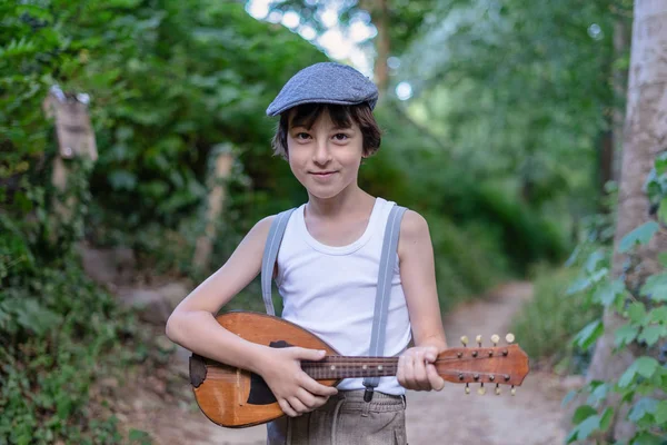 Portrait Boy Mandolin — Stock Photo, Image