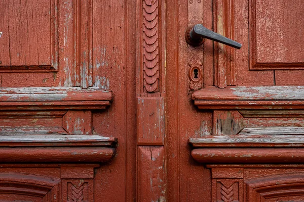 Fragmento Vieja Puerta Manija Puerta Contexto —  Fotos de Stock