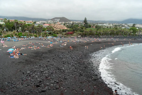 Puerto Cruz Espanha Julho 2018 Uma Praia Municipal Popular Com — Fotografia de Stock