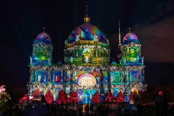 Berlin Oktober 2018 Berlin Cathedral Berliner Dom Ljust Färgade Belysningar — Stockfoto