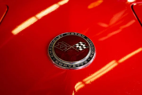 Paaren Glien Germany May 2018 Emblem Sports Car Chevrolet Corvette — Stock Photo, Image