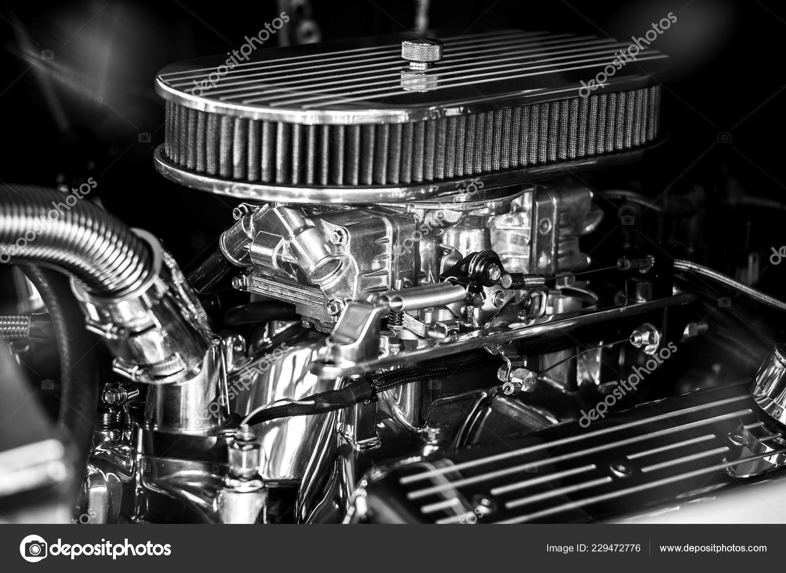 Fragment Air Filter Carburetor Automobile Engine Close Black White