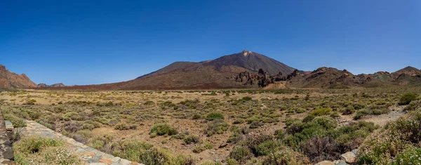 Panoramautsikt Över Lava Fälten Las Canadas Caldera Teide Vulkanen Teneriffa — Stockfoto