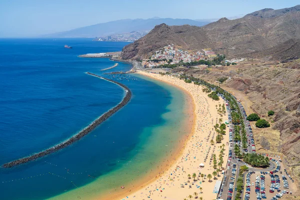 Famosa Playa Arena Blanca Playa Las Teresitas Tenerife Islas Canarias — Foto de Stock