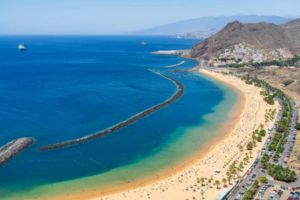 Famosa Playa Arena Blanca Playa Las Teresitas Tenerife Islas Canarias — Foto de Stock