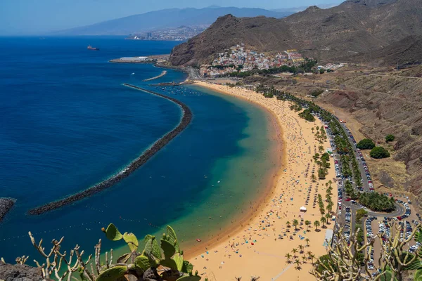 Famosa Playa Arena Blanca Playa Las Teresitas Tenerife Islas Canarias — Foto de Stock