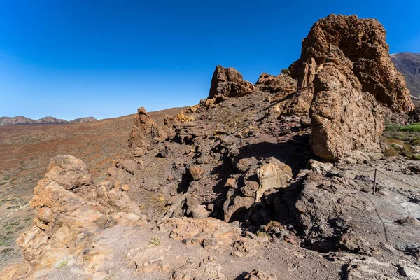 Pola Lawy Krater Las Canadas Teide Wulkanu Formacje Skalne Roques — Zdjęcie stockowe
