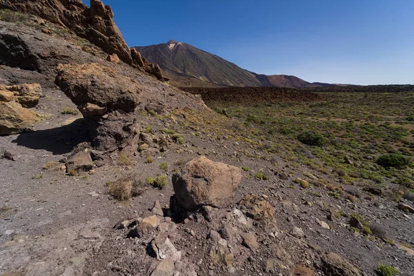 Campi Lava Las Canadas Caldera Del Teide Vulcano Formazioni Rocciose — Foto Stock