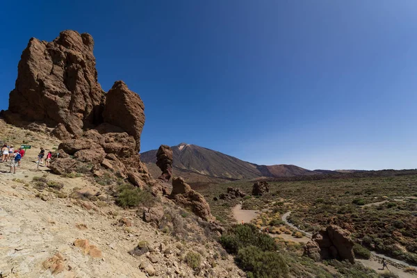 Πεδία Λάβας Της Καλντέρα Teide Ηφαίστειο Και Βραχώδεις Σχηματισμοί Roques — Φωτογραφία Αρχείου