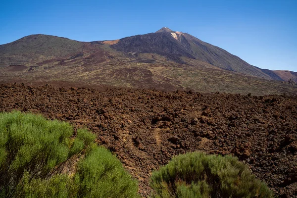 Las Canadas Caldera Arka Planda Teide Yanardağı Lav Sahası Tenerife — Stok fotoğraf