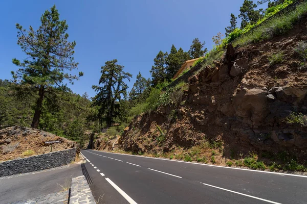 Estrada Asfalto Nas Montanhas Tenerife Ilhas Canárias Espanha — Fotografia de Stock