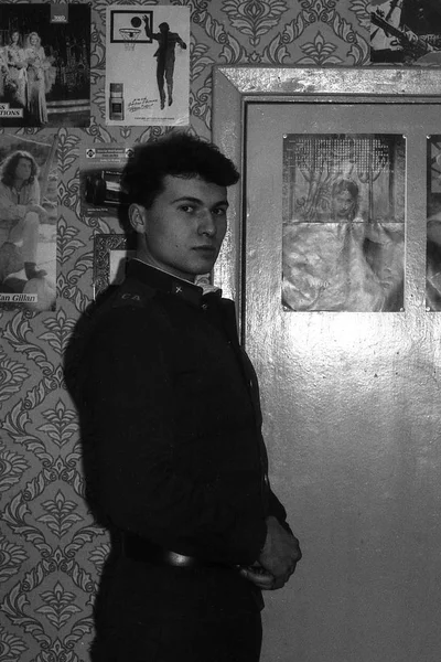 Росія Близько 1992 Портрет Російський Солдат Квартирі Фільм Сканування Великий — стокове фото