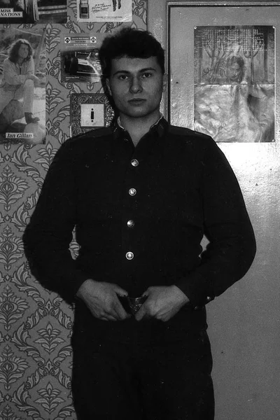 Moscow Region Russia Circa 1992 Retrato Soldado Russo Apartamento Análise — Fotografia de Stock