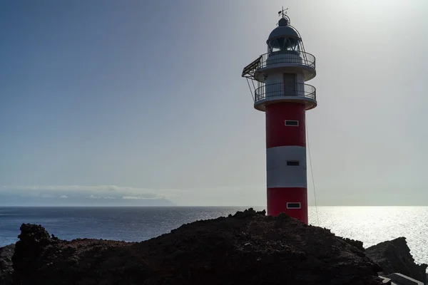 Vuurtoren Rotsachtige Kust Van Atlantische Oceaan Cape Teno Punta Teno — Stockfoto