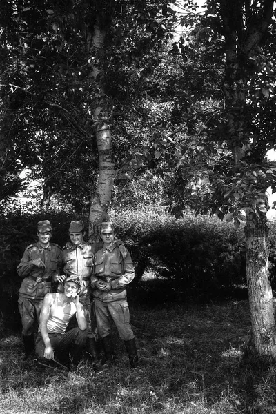 Moscow Region Oroszország 1992 Portré Orosz Hadsereg Katonái Film Vizsgálat — Stock Fotó