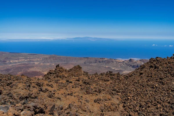 Lava Deposits Top Valley Teide Volcano Tenerife Canary Islands Spain — Stock Photo, Image