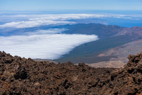 Északi Lejtőn Láva Betétek Tetején Teide Vulkán Völgyében Tenerife Kanári — Stock Fotó