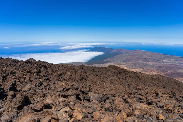 Északi Lejtőn Láva Betétek Tetején Teide Vulkán Völgyében Tenerife Kanári — Stock Fotó