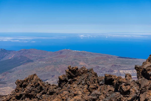 Los Campos Lava Las Canadas Caldera Del Volcán Teide Vista — Foto de Stock