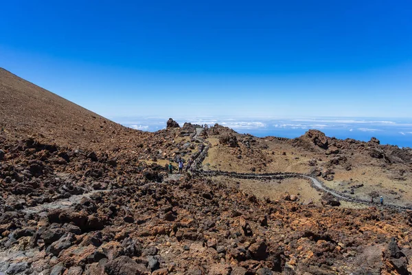 Láva Betét Tetején Teide Vulkán Völgyében Tenerife Kanári Szigetek Spanyolország — Stock Fotó