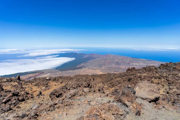 Északi Lejtőn Láva Betétek Tetején Teide Vulkán Völgyében Tenerife Kanári — Stock Fotó