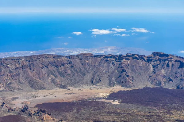 Campos Lava Las Canadas Caldeira Vulcão Teide Vista Vale Partir — Fotografia de Stock