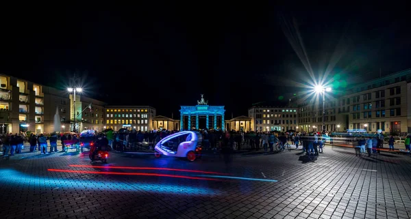 Berlin October 2018 Pariser Platz Brandenburg Gate Brightly Colored Illuminations — Stock Photo, Image