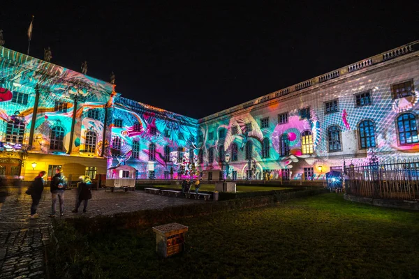 Berlin Oktober 2018 Humboldt Universitetar Huvudbyggnaden Färgade Belysningar Festival Ljus — Stockfoto