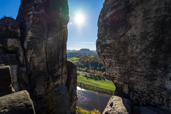 Vallée Elbe Suisse Saxonne Saechsische Schweiz Allemagne — Photo