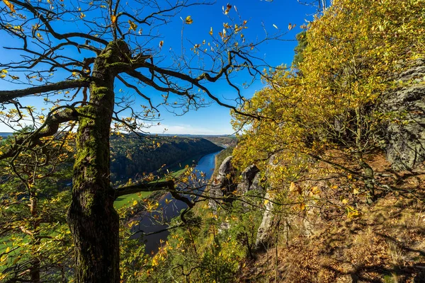 Κοιλάδα Του Έλβα Στη Σαξονική Ελβετία Saechsische Schweiz Γερμανία — Φωτογραφία Αρχείου