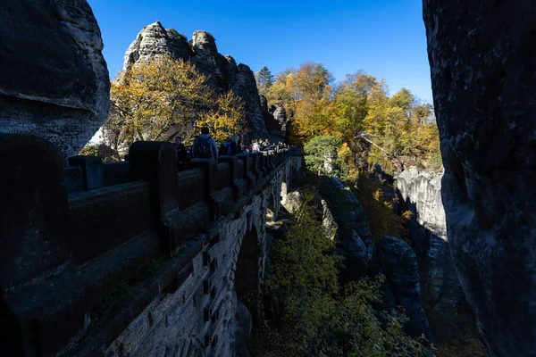 Bastei Deutschland 2018 Herbst Der Sächsischen Schweiz Elbsandsteingebirge Und Bastei — Stockfoto