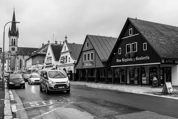 Vrchlabi Tsjechië Oktober 2018 Straten Van Provinciestad Stad Ligt Het — Stockfoto